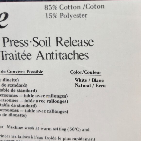 VTG Quaker Lace Embassy Tablecloth No Iron 54"x70" Ecru Soil Releasing NOS - Picture 5 of 7